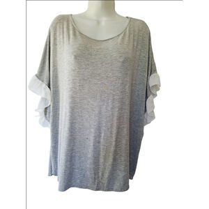 Lane Bryant Gray Size 14/16 ruffle sleeve summer super soft office core blouse